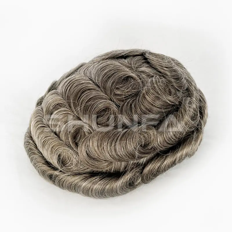 Custom order - Fine welded mono toupee with double layer fine welded mono around hair system for men